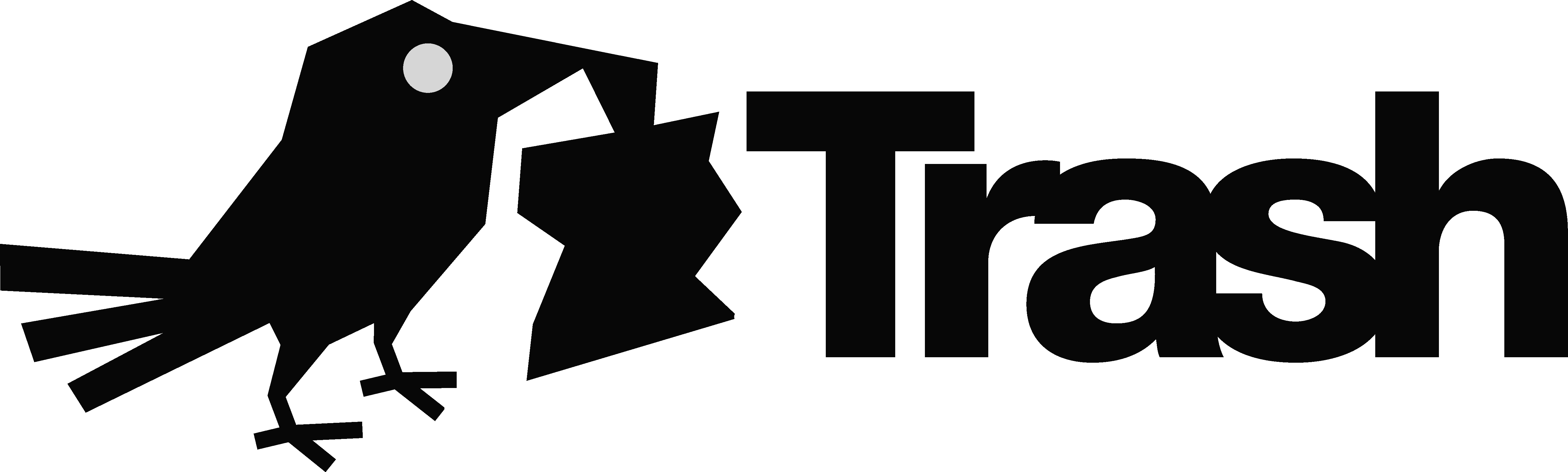 Trash logo: a crow holding a piece of trash